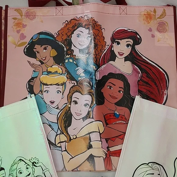 Set of Disney Princess Reusable Totes  with a Bonus Silver Tote - Picture 2 of 16